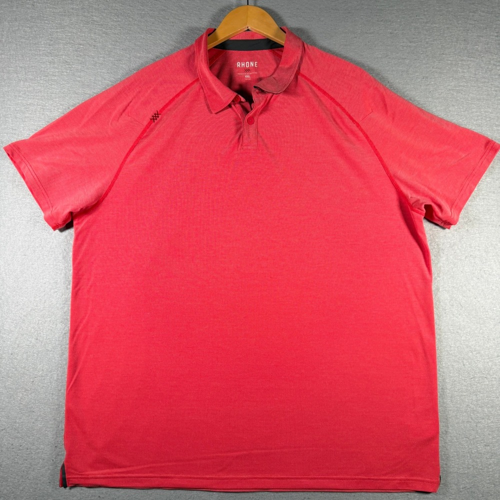 Rhone Mens Delta Pique Polo Shirt Red Heathered Short Sleeve Size XXL 100040